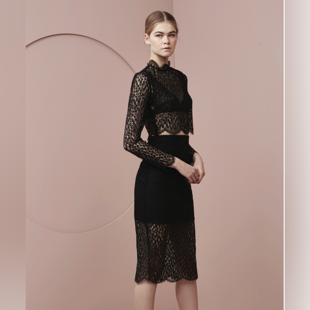 KEEPSAKE the Label Black Lace Midi Skirt